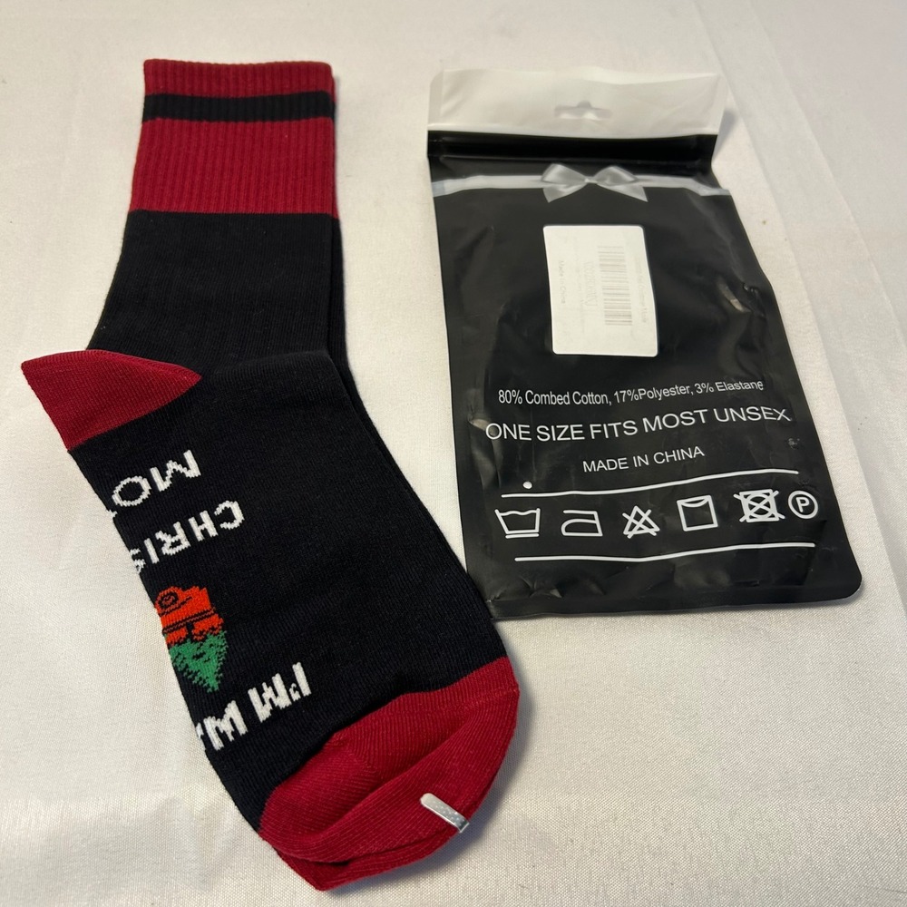 Funny Christmas Socks "Do Not Disturb I'm Watching Movies" Novelty Gift NEW - Picture 2 of 7
